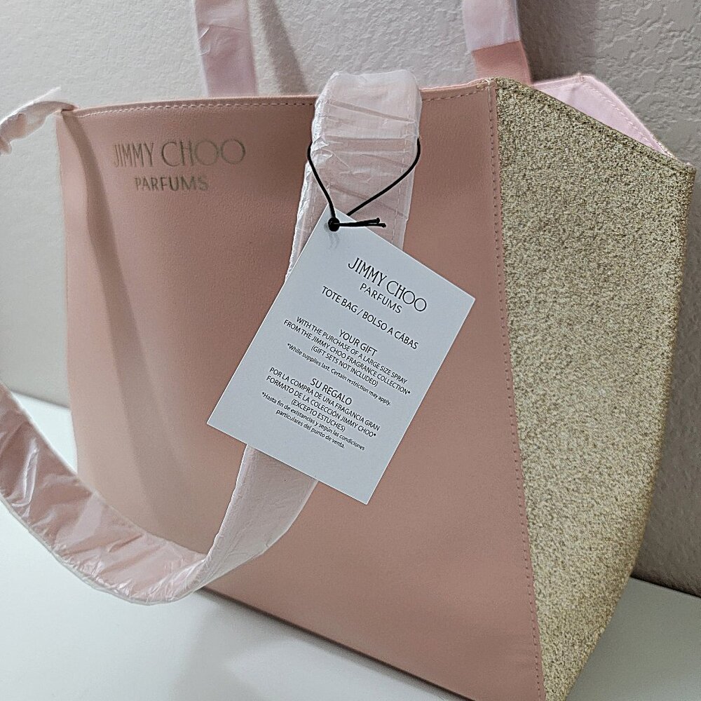 NWT Jimmy Choo Parfums Pink Gold Glitter Tote Bag Large - Limited Exclusive